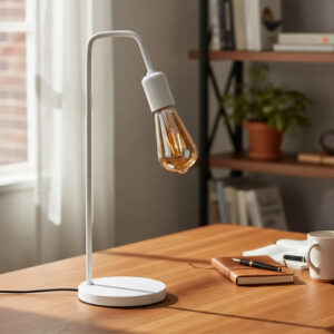 Luminária De Mesa Abajur L Retro Vintage Industrial em Aluminio Moderno Bivolt - BRANCO