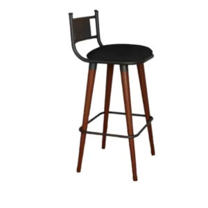 KIT 2 Banquetas Estofadas Alta Com Pés De Madeira Lily Cor Terracota/Preto - Preto