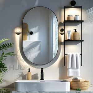 Espelho Oval com LED Bivolt – Iluminado, Moderno e Perfeito para Banheiro e Maquiagem - Sem LED