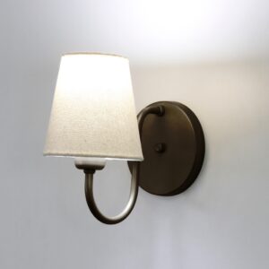 Arandela Dourada ALX160 Cúpula Tecido Cru Quarto/Cabeceira