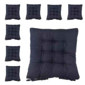 Kit 4 Almofadas para Cadeira Futon 40x40 com Amarração Assento Macio Oxford Cozinha Sala - Azul-marinho