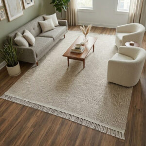 Tapete 100% Algodão 1,40x2,00 Sala Quarto Escritório Grosso - Diamante/Bege