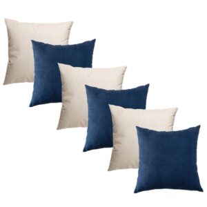KIT c 6 ALMOFADAS DECORATIVAS CHEIAS 45X45cm ENCHIMENTO DE ESPUMA SOFT - MIX_AZUL&CINZA