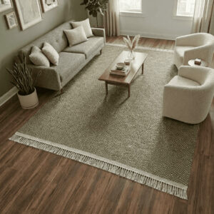 Tapete 100% Algodão 1,40x2,00 Sala Quarto Escritório Grosso - Diamante/Verde