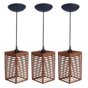 Kit 3 Luminária Pendentes Oriental Para Sala Cozinha Escritório Bivolt Cor Marrom - 3tm
