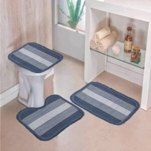 Tapete Para Banheiro Jogo 3 Peças Conjunto Tapetes Toalha Chão Piso Estampas Liso Barato Promoção - CINZA LISO