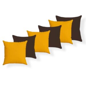 KIT c 6 ALMOFADAS DECORATIVAS CHEIAS 45X45cm ENCHIMENTO DE ESPUMA SOFT - MIX_TABACO&MOSTARDA