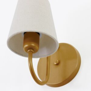 Arandela Dourada ALX160 Cúpula Tecido Cru Quarto/Cabeceira