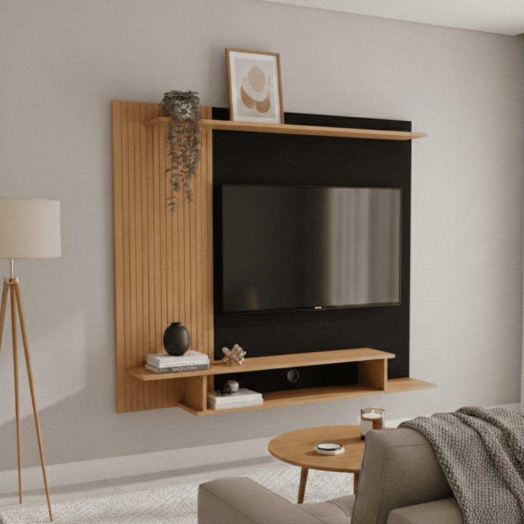 Painel Moderno para Tv 43 Polegadas Suspenso Estante Nicho Sala de Estar