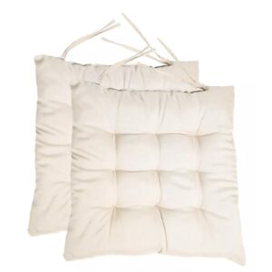 Kit 4 Almofadas para Cadeira Futon 40x40 com Amarração Assento Macio Oxford Cozinha Sala - Bege