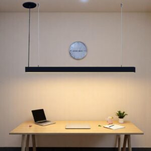 Luminaria de Led Teto Pendente Perfil Retangular Linear Aluminio Sobrepor 1m Bivolt - Preto