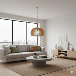 Pendente de Teto Lustre Grande de Sala em Madeira Mdf Decoração