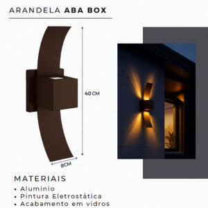 Arandela LED Externa 2 Fachos Alumínio IP65 Parede Muro Moderna Aba Box