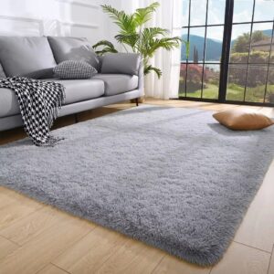 Tapete Felpudo 40mm Pelo Alto 2,00 x 1,50 Para Sala E Quarto - Cinza