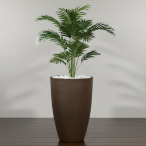 Vaso Grande para Plantas 58x36cm Moderno em Polietileno Decorativo Cone Grafiato Escovado Luxo - Marrom