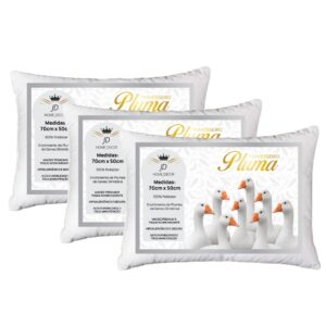 Travesseiros Penas E Plumas De Ganso Anti Alergico Material Sintético - 03 Unidade