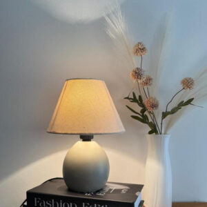 Abajur Cerâmica Porcelana Bivolt com Cúpula Decoração Moderna Sala Quarto Escritório