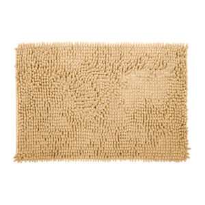 Tapete Peludo para Porta Felpudo Bege Mesclado 40cm x 60cm Antiderrapante Shaggy - Várias Cores - Macarrão Bege