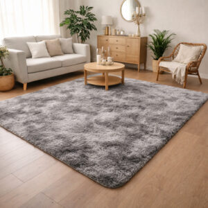 Tapete Grande Luxo Felpudo De Sala Decoração Casa Quarto Fofo Grande Várias Cores - CINZA MESCLADO 1,30mX2m