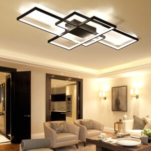 Lustre Moderno Pendente Led Quarto 3 Em 1 C/remote 68*40cm 110v/220v Preto/Branco