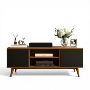 QUEIMA DE ESTOQUE - Buffet Balcão com 3 Portas e 1 Prateleira Multiuso - p/ Sala Estar ou Escritório - 2 PORTAS PRETO
