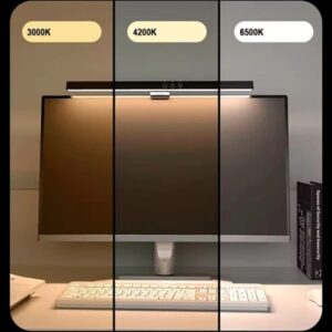 Luminária Tela Notebook Monitor Mesa Barra Luz Regulável Cúpula Preto Estrutura Preto