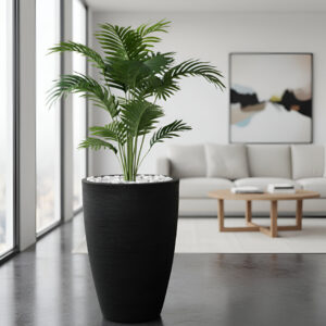 Vaso Grande para Plantas 58x36cm Moderno em Polietileno Decorativo Cone Grafiato Escovado Luxo