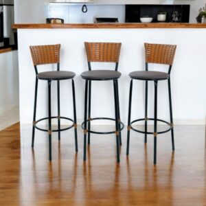 KIT 3 BANQUETAS BANCO ALTO DE COZINHA AREA GOURMET MOVEIS DE JUNCO - 3.bq.alta.imbuia/marrom