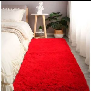 Tapetinho Sala Quarto Peludo Felpudo Grosso 40x60 cm Macio - Vermelho