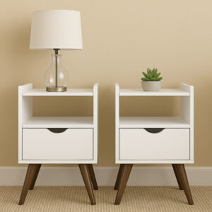 Kit 2 Mesas Cabeceira Quarto Gaveta Decoração Resistente Multiuso Organizador Nicho Retro Cores