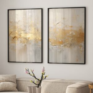 Quadro Decorativo 2 Telas Arte Abstratas Para Sala Quarto Escritorio
