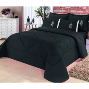 Kit conforto King 06 peças jogo completo - PRETO