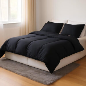 Edredom DUPLA FACE em Tecido SOFTFLEX 400 Fios Dupla Face LISO Premium - PRETO
