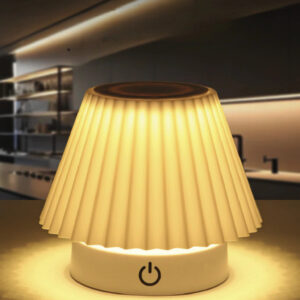 Abajur De Mesa Recarregável Retrátil Em Aço - Luminária Led USB Com Luz Branco Quente Ajustável Sem Fio Design Moderno - Branco(L1251)