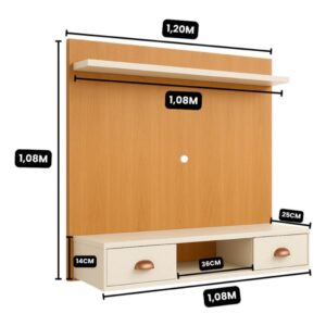 Painel Para Tv 45 Polegadas De Parede Rack 2 Portas Moderno