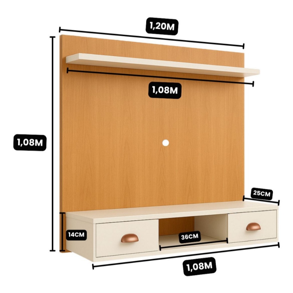 Painel Para Tv 45 Polegadas De Parede Rack 2 Portas Moderno