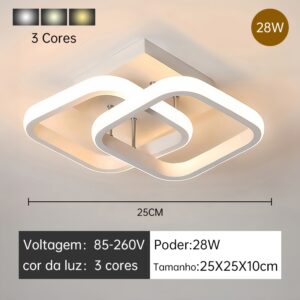 Luminária Plafon Moderno Dourado LED, Para Sala, Quarto, Hall de Entrada, Sala de Estar Bivolt 85-265V - HH250804(25X25X10CM)