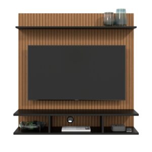 Suporte Painel Tv Quarto Sala Painel Prateleira Até 32 Polegadas Star - Cores - ONIX - RIPADO / PRETO