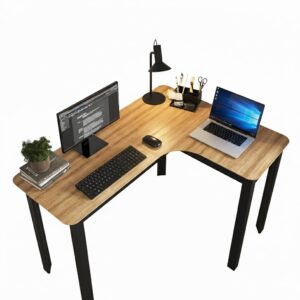 Mesa Gamer Legos 120cm em L de Canto para Home Office Setup Escrivaninha Geek Com Cantos Arredondados Design Moderno - Lâmina Com Preto