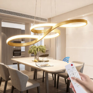 Lustre Moderno De Controle Remoto 110V-220V Dourado 75cm 3 Cores Pendentes Vários Modelos Para Sala De Estar