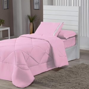 Edredons Solteiro Inverno 04 Peças Ternura Infantil Barato - ROSA