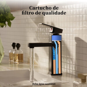 Torneira Quadrada Preta Quente E Fria Torneira De Banheiro Torneira Para Cozinha Pia Furo Único