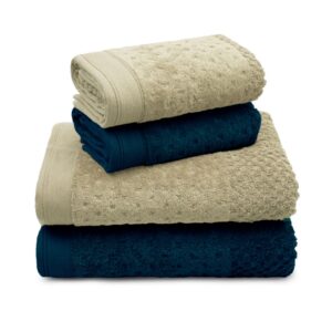 Kit 4 Peças de Toalha Pollo Cinza Minério 2 Banho 68x140 + 2 Rosto 50x75 Algodão