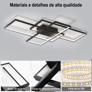 Lustre Moderno Pendente Led Quarto 3 Em 1 C/remote 68*40cm 110v/220v Preto/Branco