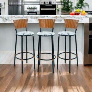 KIT 3 BANQUETAS BANCO ALTO DE COZINHA AREA GOURMET MOVEIS DE JUNCO - 3.bq.alta.imbuia/bra.flo