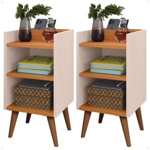 Kit 2 Mesa de Cabeceira ou Unitário para Quarto Charme Retrô Várias Cores Apoio de Cama Mesinha - KIT MAX OFF WHITE CINAMOMO