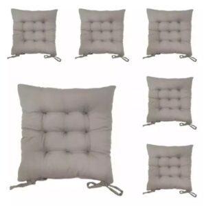 Kit 4 Almofadas para Cadeira Futon 40x40 com Amarração Assento Macio Oxford Cozinha Sala - Cinza