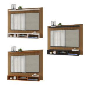 Painel para TV até 60 Polegadas Ripado Para Sala Com Nicho e Prateleira Espaçosa Organização Moderna - 60" | Ripado - Aleatória