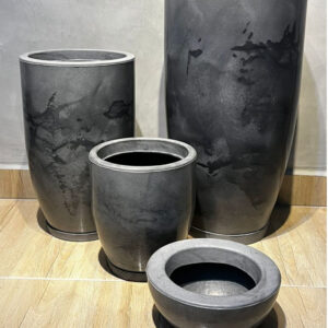 Kit 4 Vasos Marmorizados Decorativos Planta de Luxo Flor Polietileno Coluna polida N1 N2 + Bojo N1 N2 Com Pratos +Bacia