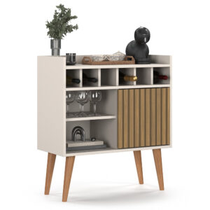 Aparador Sala Buffet Adega Barzinho Bebidas Cantinho Do Café Diversas Cores - FLORENÇA - OFF WHITE / RIPADO